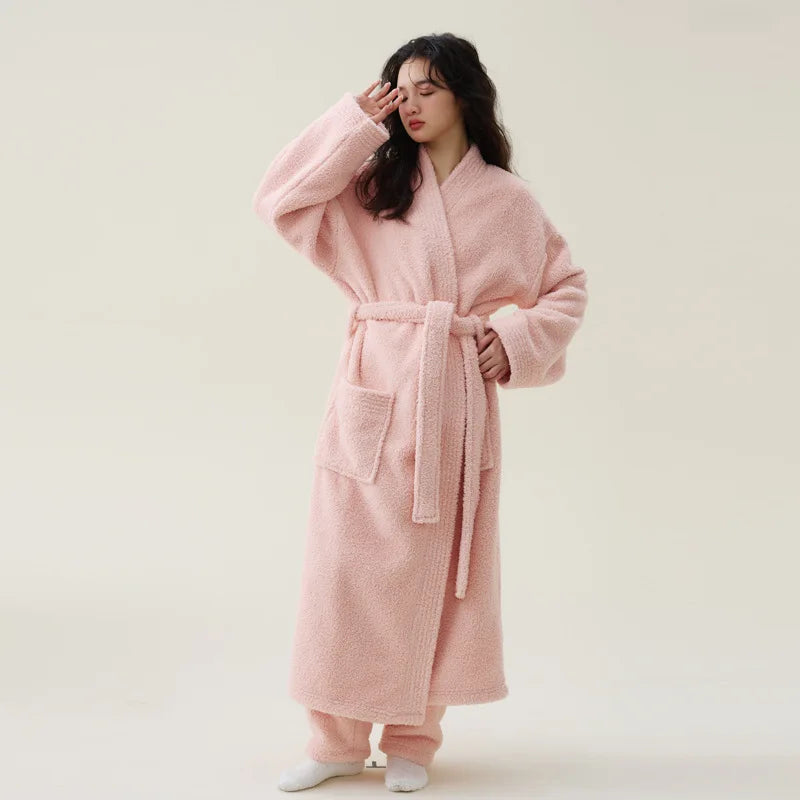 Women’s Coral Velvet Sleepwear Robe Warm Thick Bathrobe