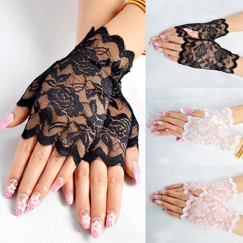 Sexy Bridal Lace Fingerless Gloves Women Party Dressy