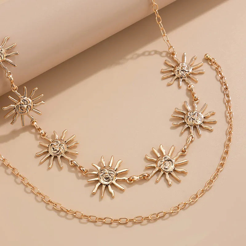 Boho Gold Sun Waist Chain for Women Summer Festival