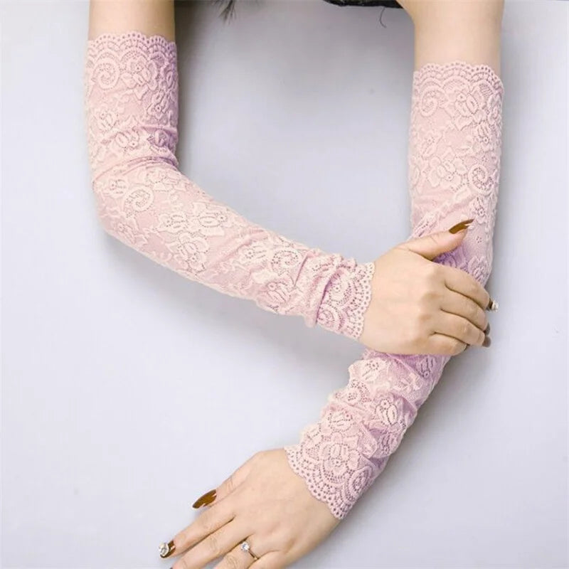 Sexy Lace Fingerless Gloves Women Arm Elbow Summer