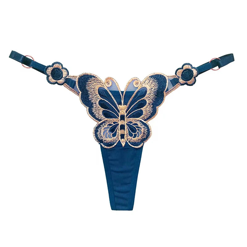 Sexy Lace Thong Women Butterfly Low-Waist Mesh Panties