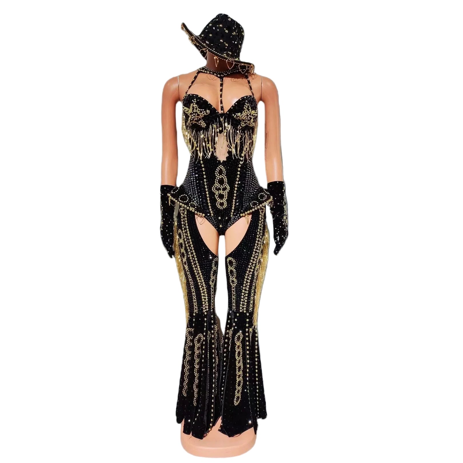 ChatGPT said:  Women’s Sparkly Red Rhinestone Bodysuit 4PC Party Set