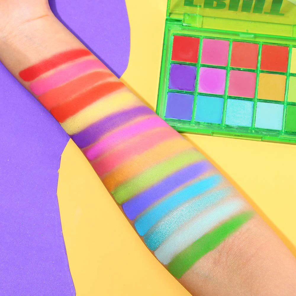 15-Color Neon Eyeshadow Palette Vibrant Pigmented Makeup