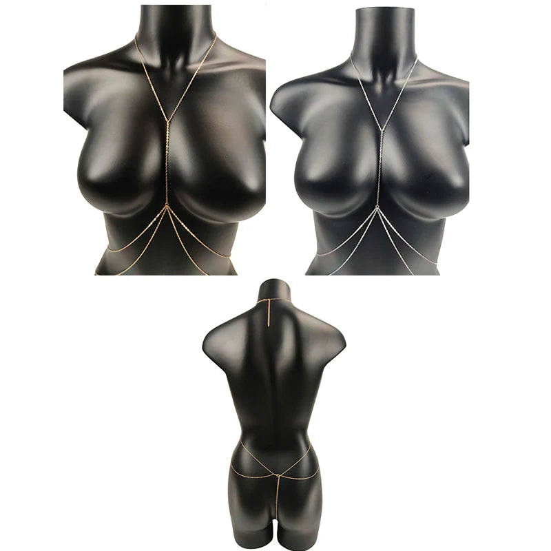 Sexy Chest & Belly Chains Women Cross Waist Body Jewelry