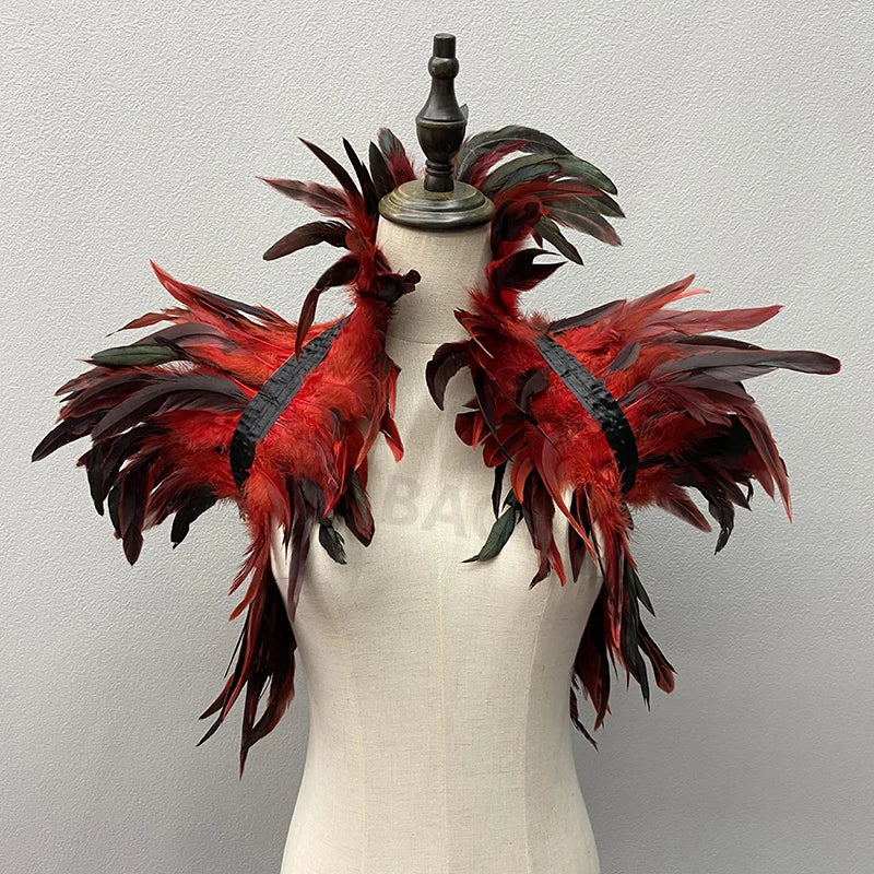 Women’s Natural Feather Shrug Shawl Gothic Punk Wrap