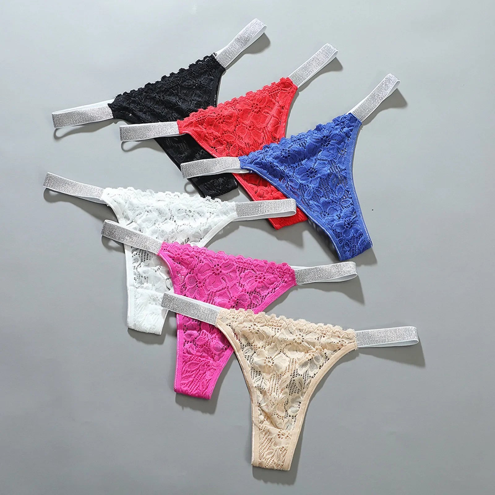 Sexy Mid-Waist Lace Thong Women Solid Color Underwear