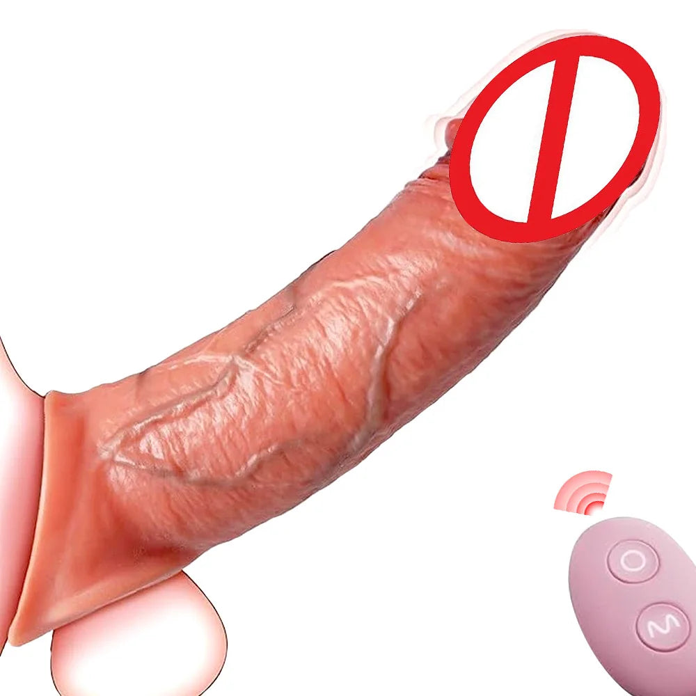 Remote Control Silicone Penis Extension Sleeve for Men
