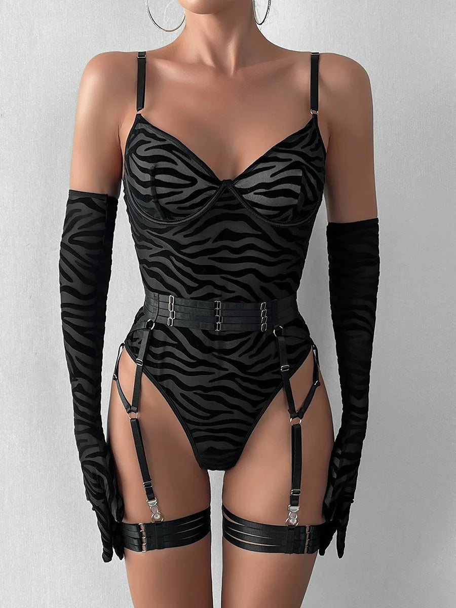 Sexy Mesh Bodysuit Lingerie Women Lace One-Piece Suit