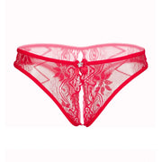 Sexy Lace Thongs Women Transparent Crotchless Panties