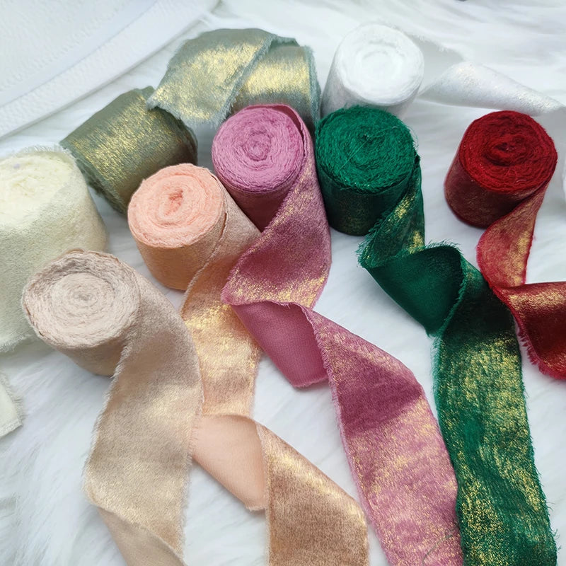 Sparkling Chiffon Silk Ribbon Bridal Bouquet Wrap Decor