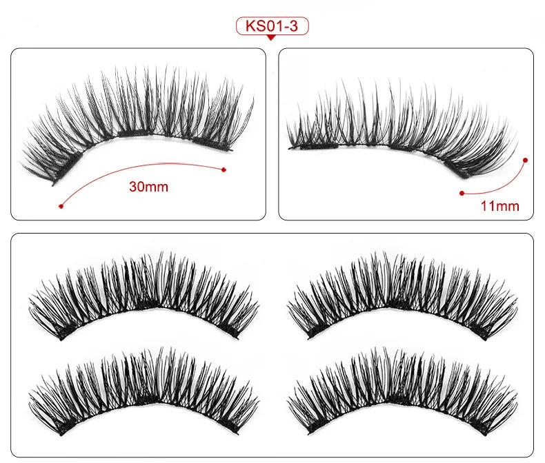 3-Magnet Handmade 3D Magnetic False Eyelashes Reusable