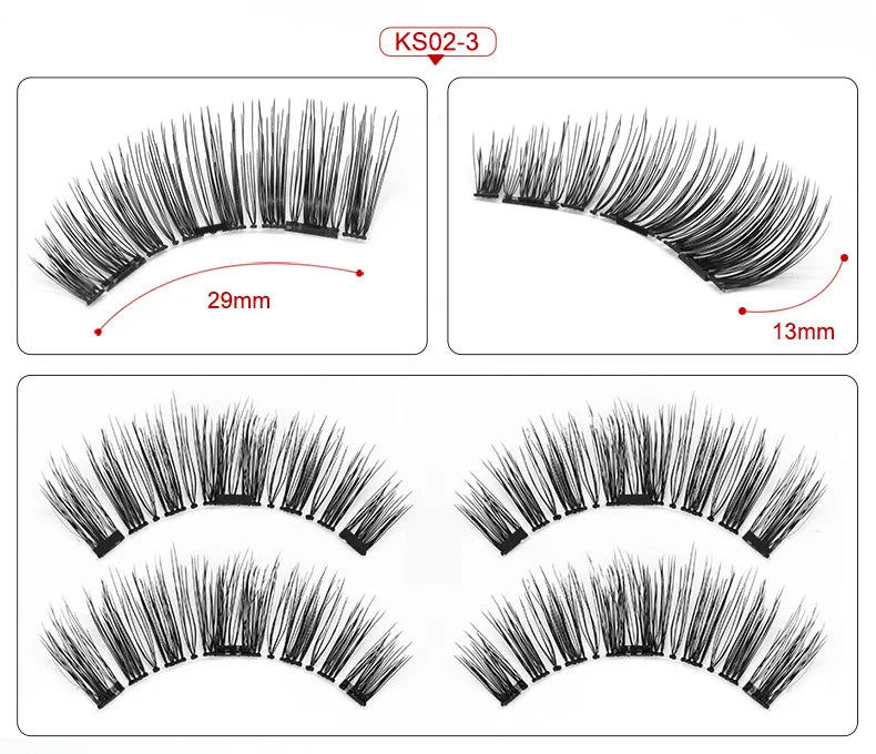 3-Magnet Handmade 3D Magnetic False Eyelashes Reusable